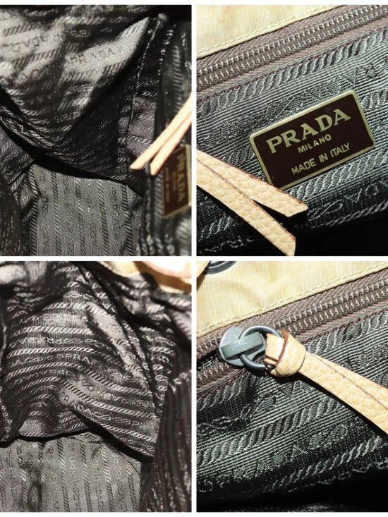 PRADA Backpack Nylon Leather Beige Silver Auth 164518 main image 8